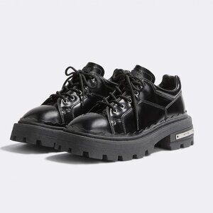 EYTY BLACK LEATHER DETROIT DERBY SHOES SIZE 39